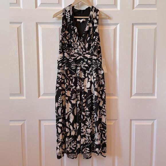 BLACK & WHITE EVAN PICONE SLEEVELESS SURPLUS FRONT DRESS PLUS SIZE 16W NWT - Picture 1 of 7